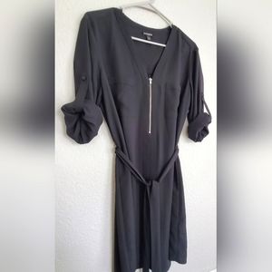 Express Long Sleeve 3/4 Zipper V-Neck Mini Dress